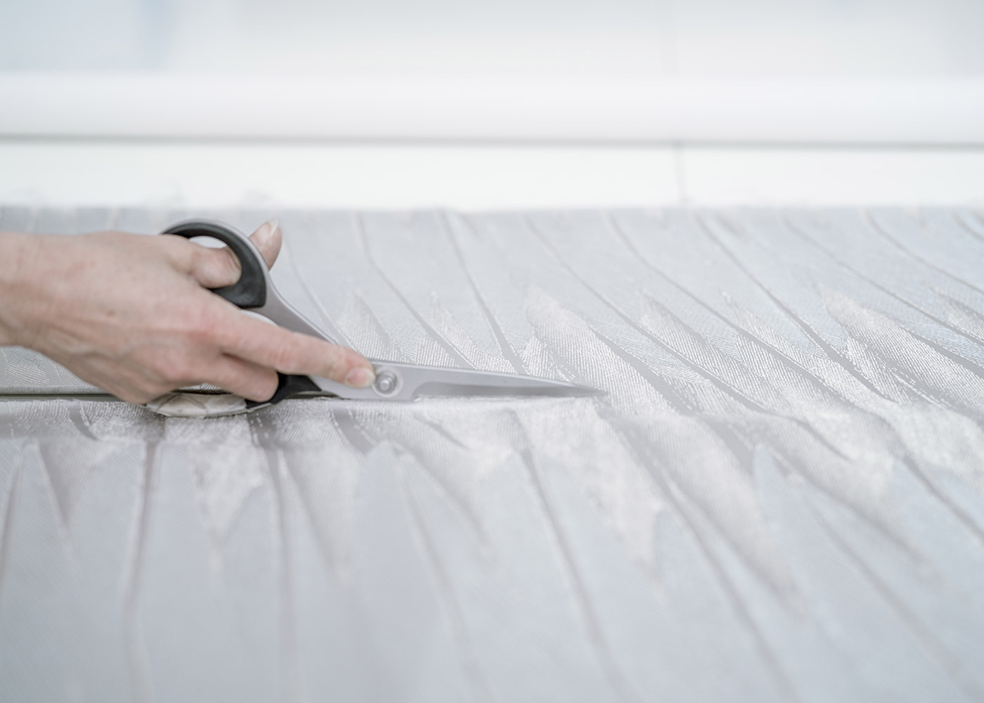 Italian fabric cut while preparing a bulkhead covering.