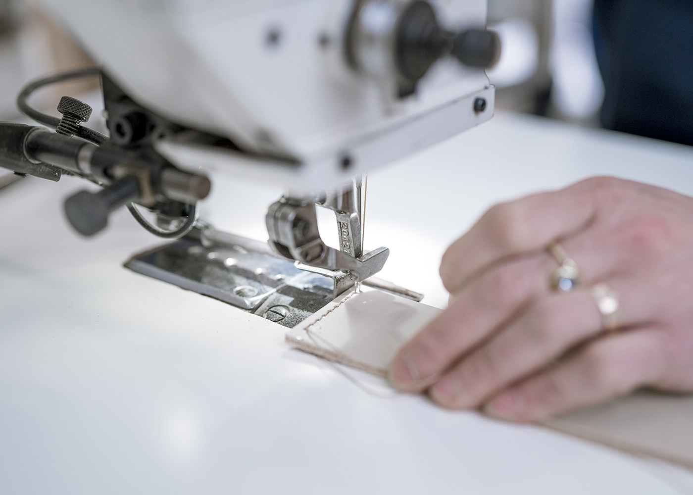 Hand-stitched leather.