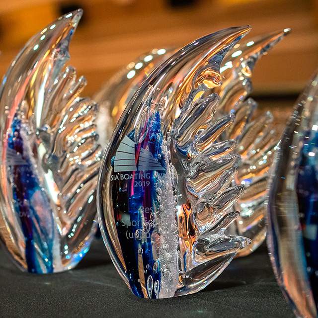 The new MCY 70 awarded as "Best Flybridge Yacht" at the Asia Boating Award 2019